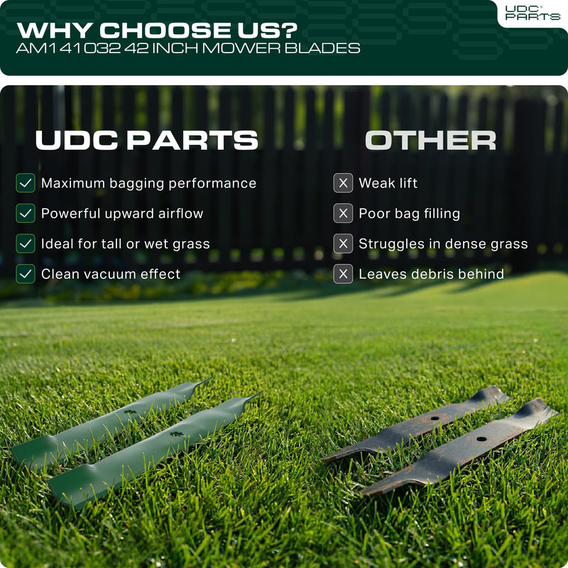 AM137327 Side Discharge Mower Blades Replacement for John Deere 42 Inch M154061 AM141032 EZtrak Z235 Z225 / 2 Pack High lift