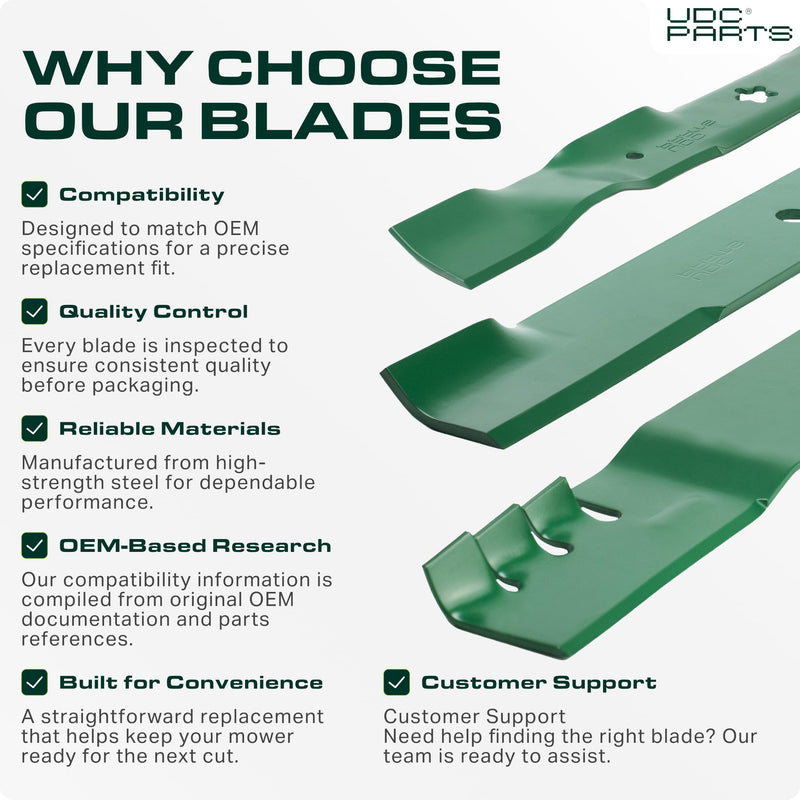 GY20852 Mower Blades 48 Inch Replacement for John Deere D140 E140 S140 Z355E GX21784 GX21786 S170 E170 LA130 LA145 D160 S160 E160 E150 GX21785 AM137757 AM141035 / High Lift Mulching 3 Pack