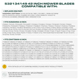  134149 Mulching Blades Replacement for Craftsman 42 Inch 532134149 Husqvarna 138971 422719 YTH18542 YTA18542 YTH1842 138971 532138971 138498 Poulan PO17542LT YTH1542XP YTH22V42 / 2 Pack