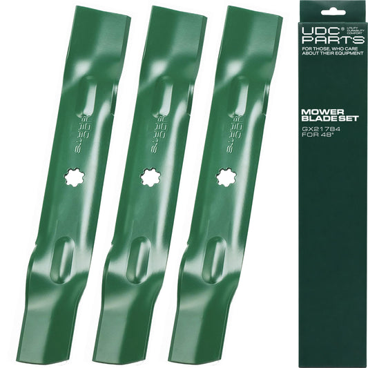 GY20852 Mower Blades 48 Inch Replacement for John Deere D140 E140 S140 Z355E GX21784 GX21786 S170 E170 LA130 LA145 D160 S160 E160 E150 GX21785 AM137757 AM141035 / High Lift Mulching 3 Pack