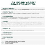  137153, 532137153 Mower Drive Belt Replacement for Craftsman, Husqvarna & More | Aramid Cord