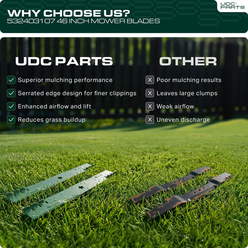 UDC Parts Mower Gator Mulching Blades for Husqvarna 46 Inch YTH22V46 Z246 RZ4623 YTA22V46 532403107 403107 CMXGZAM110146 Craftsman AYP Poulan Pro Ariens 917532403107 / 2 Pack