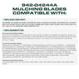  942-04244A Mower Blades Replacement for Cub Cadet 46 Inch XT1 LT46 LTX1045 LTX 1046 942-04290 942-04290A RZT L46 XT2 Craftsman T240 942-04244 Troy Bilt 742-04290/Mulching 6 Point Star 2 Pack