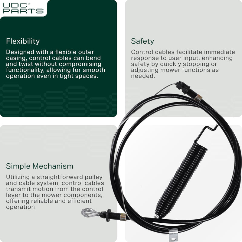 GY21641 Push Pull PTO Control Cable Replacement for John Deere GY21287 D100 D105 D110 D120 D125 D130 X105 X125 X145 107S GY22387 S100 S120 Lawn Tractors