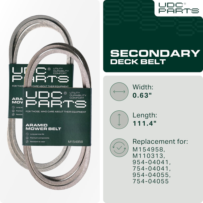  M154958, M110313 Mower Deck Belt Replacement for John Deere X300, X320, X500 & More | 48-in Deck | Aramid Cord