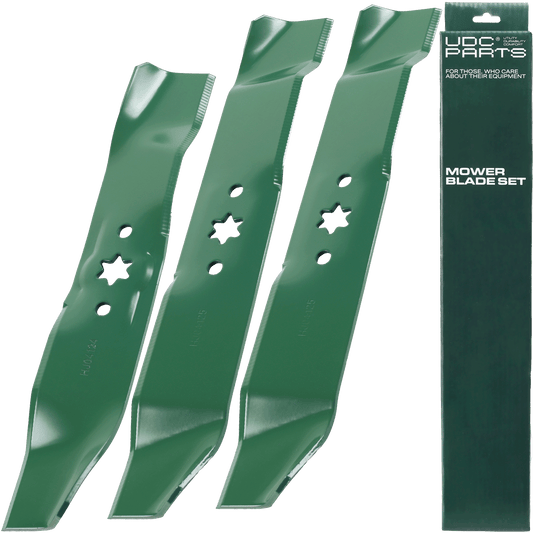 Aftermarket Toro Lawn Mower Parts -  UDC Parts 103-6401 High Lift Mulching Blades 48 Inch / 3 Pack / Fits Exmark, Toro Replaces OEM no. 103-6401-S 103-6381 103-6381-S 103-6391 103-6391-S 103-6396 103-6396-S 109-6872 Turf Tracer Lazer Z