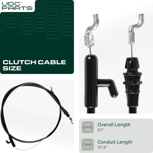 Clutch Cable -  UDC Parts 746-04661A Clutch Cable for 51 inch MTD Craftsman Troy Bilt Yard Machines 946-04661 746-04661 946-04661A TB100 TB110 TB115 TB120 Lawn Mowers