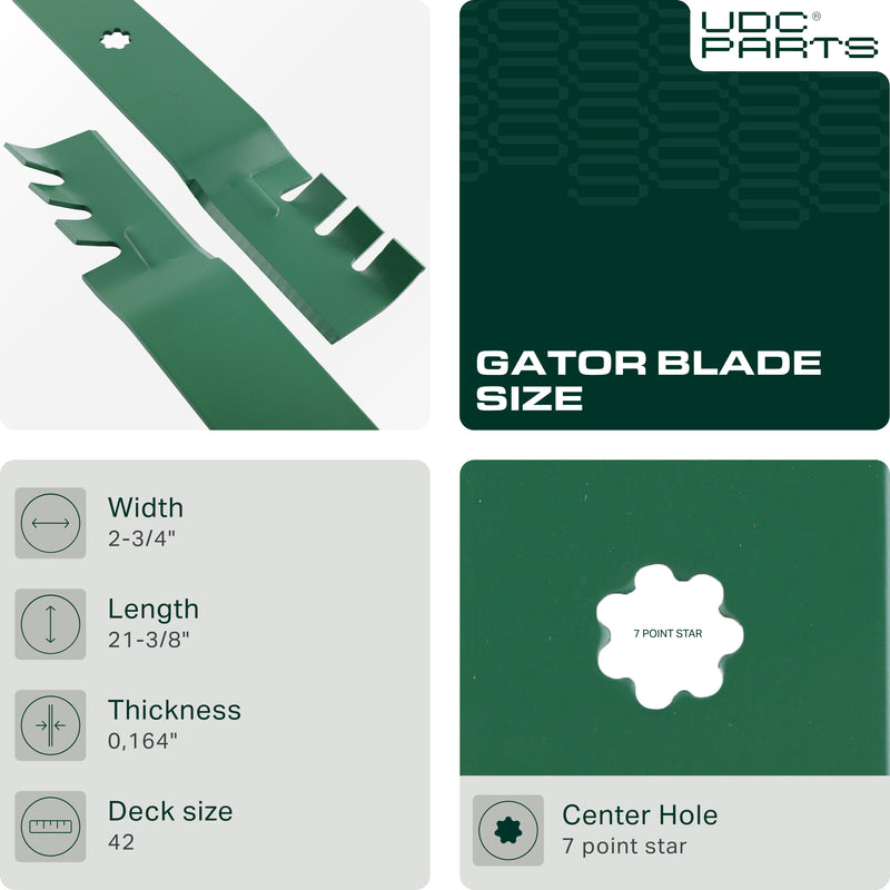 Wholesale Lawn Mower Parts -  UDC Parts Gator Blades GX22151 42 Inch / Fits John Deere Replaces OEM no. GY20850 AM131033 AM137333 AM141033 50-3231 D100 D105 D110 D120 D125 D130 LA105 102 115 125 135 E100 E110 E120 E130 / 2 Pack