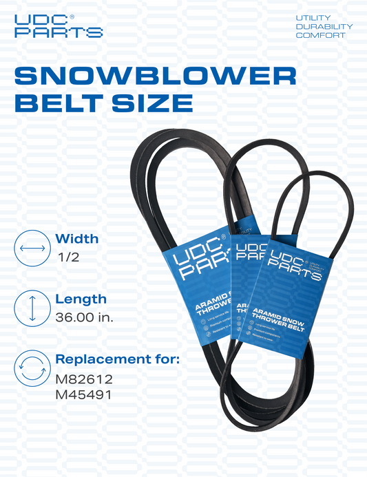 Aftermarket Toro Snowblower Parts -  UDC Parts Snow Blower Belt 36.00 inches/Fits John Deere M82612 M45491 M45613 M46758 Other/Kevlar Cord//Belt for Snow Thrower